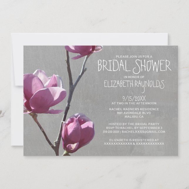 Invitations de Fête de la mariée de magnolias (Devant)