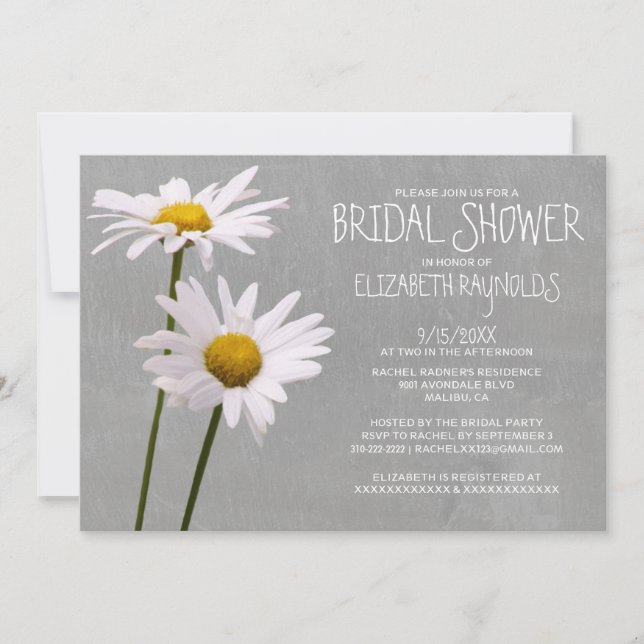 Invitations de Fête de la mariée de marguerite (Devant)
