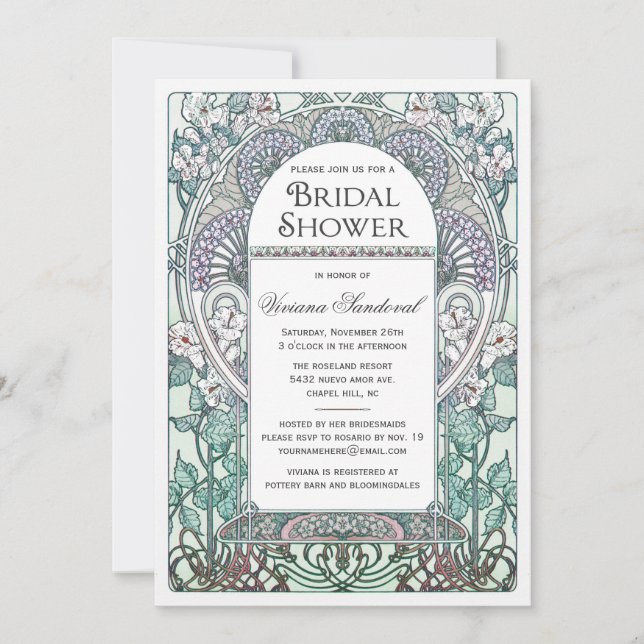 Invitations de Fête de la mariée de Nouveau d'art (Devant)