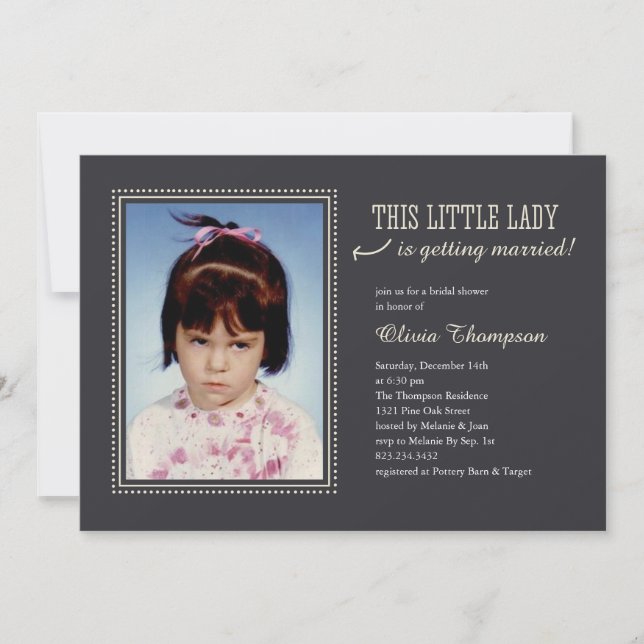Invitations de Fête de la mariée de photo (Devant)