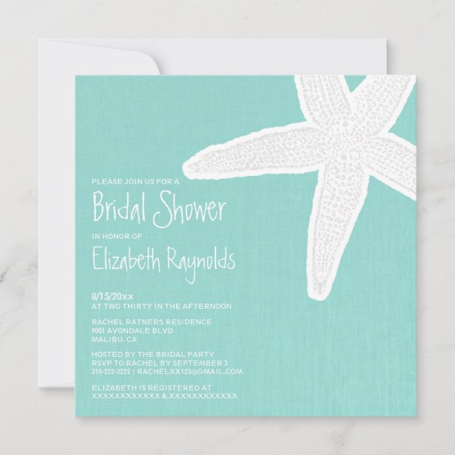 Invitations de Fête de la mariée de plage (Devant)