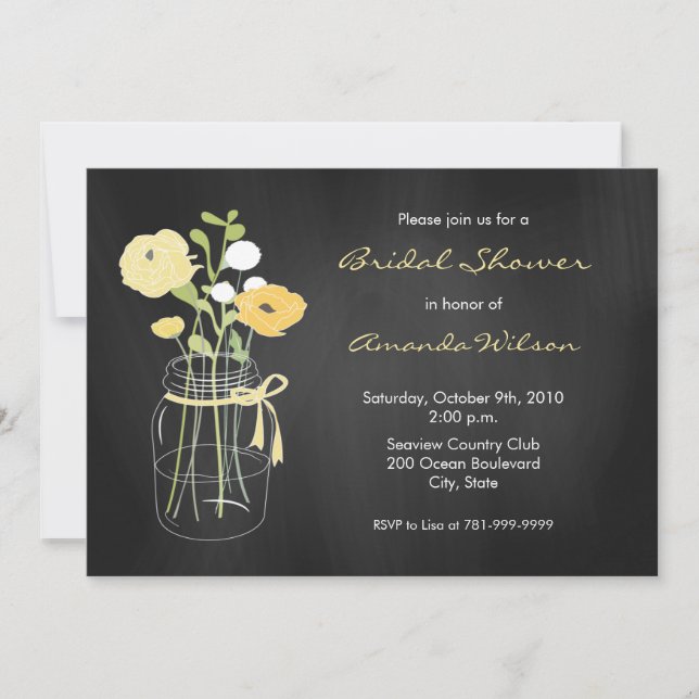 Invitations de Fête de la mariée de pot de maçon (Devant)