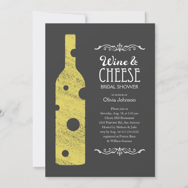 Invitations de Fête de la mariée de vin et de (Devant)