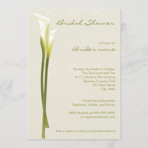 Invitations de Fête de la mariée de zantedeschia