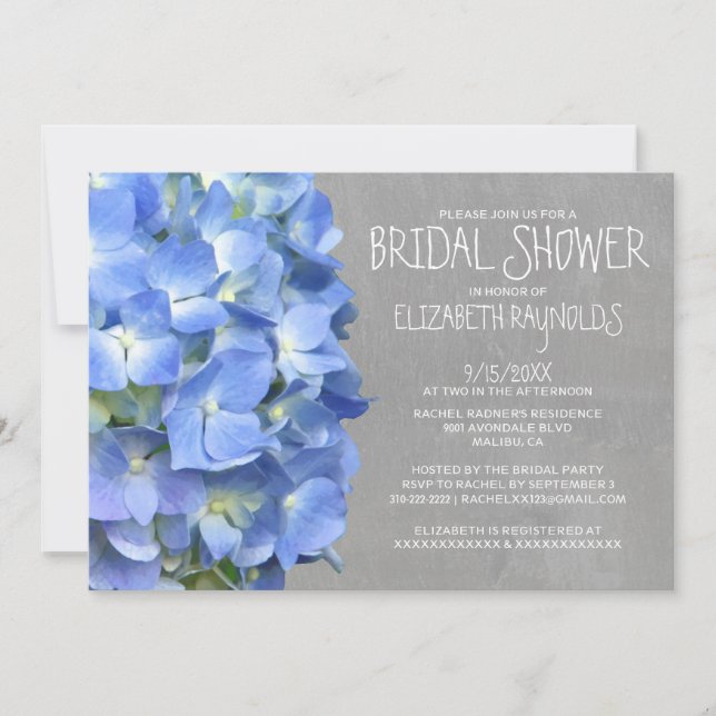 Invitations de Fête de la mariée d'hortensia (Devant)