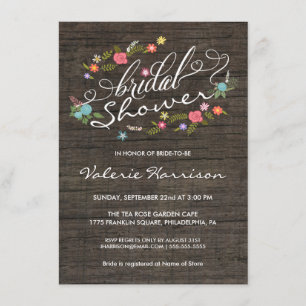 Invitations de Fête de l'mariée en bois rustique à