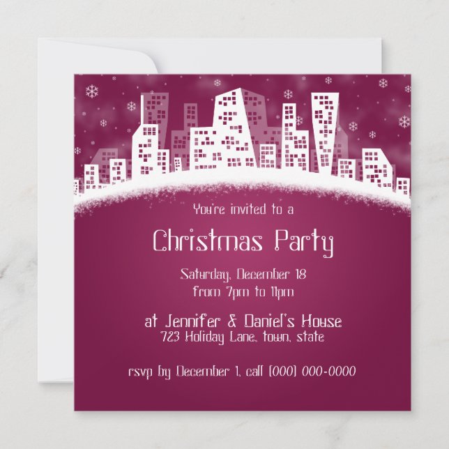 Invitations de fête de Noël de la ville (Devant)
