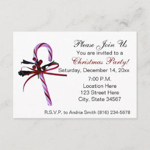 Invitations de fête de Noël de sucre de canne