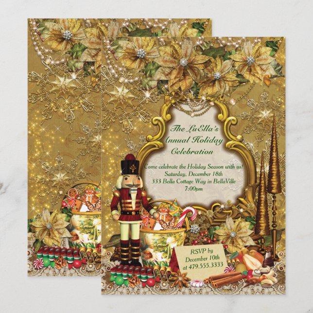 Invitations de fête de Noël de vacances (Devant / Derrière)