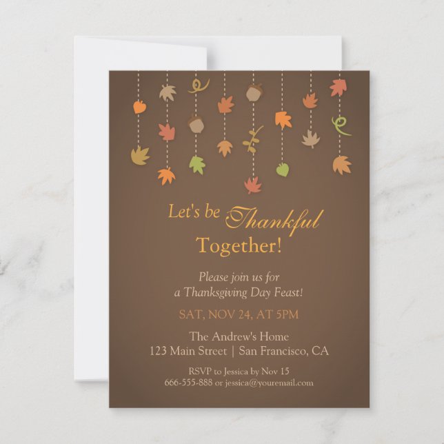 Invitations de fête de Thanksgiving moderne (Devant)