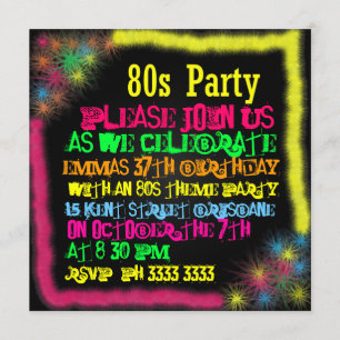 Invitations de fête des années 80