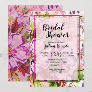 Invitations de Fête des mariées d'aquarelle rose