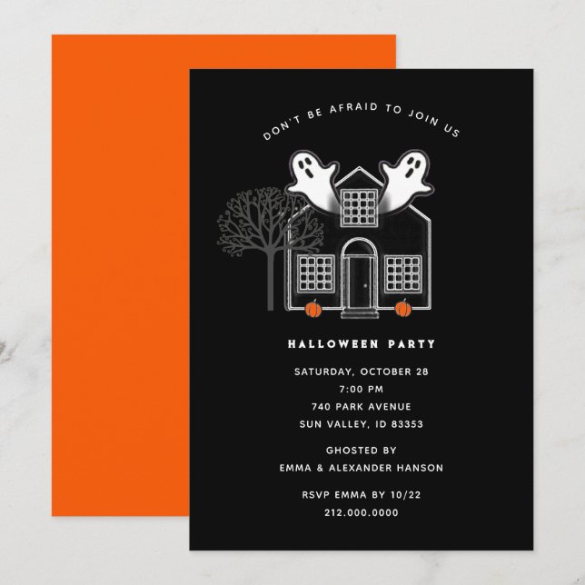 Invitations de fête d'Halloween (Devant / Derrière)