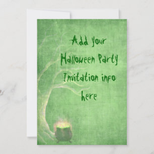 Invitations de fête d'Halloween Cauldron vert