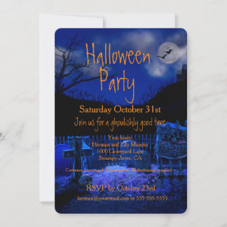 Invitations de fête d'Halloween de cimetière éffra