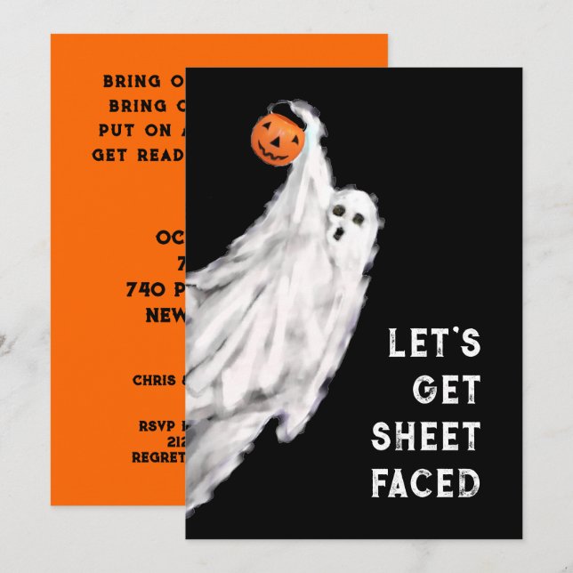 Invitations de fête d'Halloween pour adultes (Devant / Derrière)
