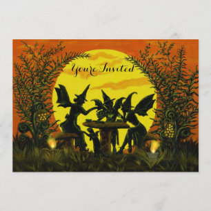 Invitations de fête d'Halloween, sorcière