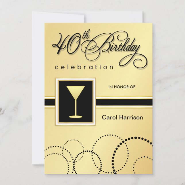 Invitations de fête du 40e anniversaire - Monogram (Devant)