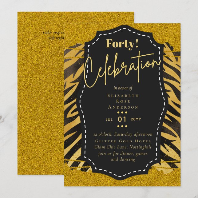Invitations de fête du 40e anniversaire Parties sc (Devant / Derrière)