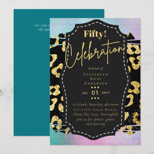 Invitations de fête du 50e anniversaire Parties sc (Devant / Derrière)