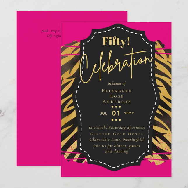 Invitations de fête du 50e anniversaire Parties sc (Devant / Derrière)