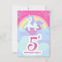 Invitations de fête du 5e anniversaire - Unicorn e