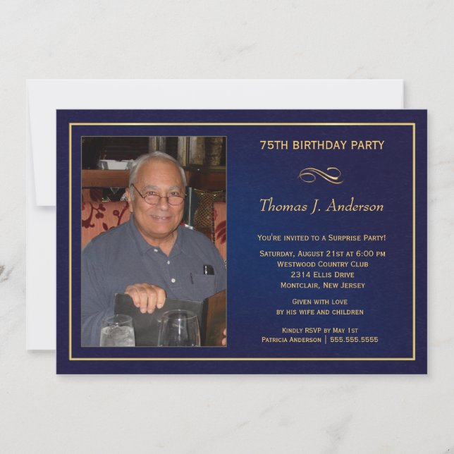 Invitations de fête du 75e anniversaire - Ajouter  (Devant)
