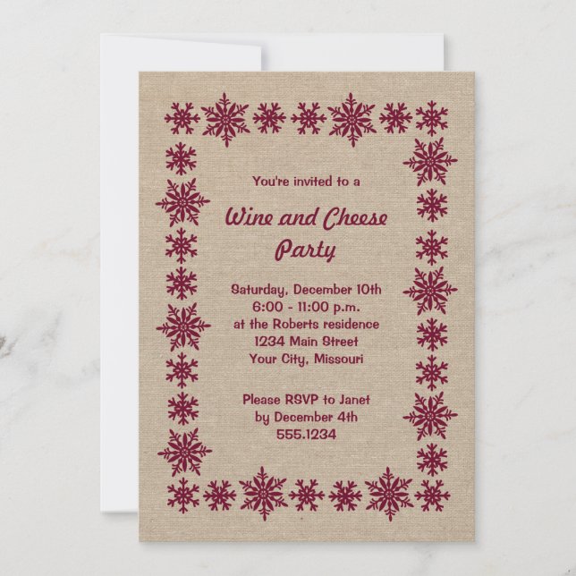 Invitations de fête du vin et du fromage (Devant)