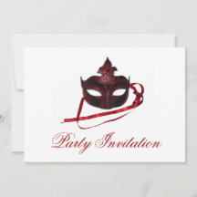 Invitations de fête - Masque rouge "Masquerade"