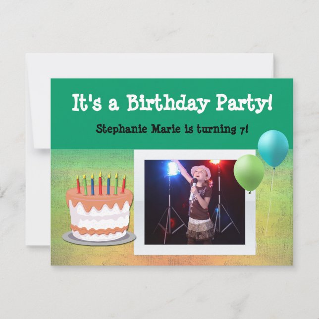 Invitations de fête personnalisée pour le gâteau d (Devant)
