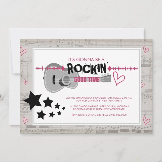 Invitations de fêtes Anniversaires de enfants Rock (Devant)