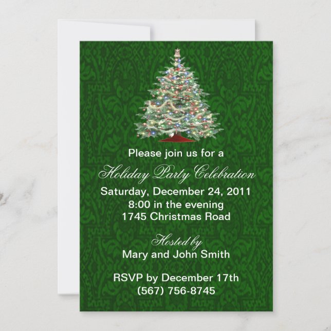 Invitations de fêtes arborées vertes (Devant)