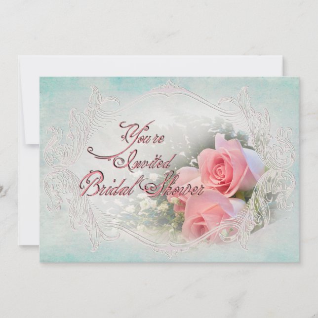Invitations de Fêtes des mariées - Roses délicats (Devant)
