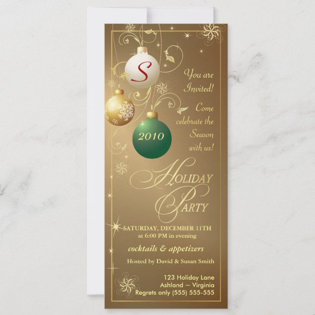 Invitations de Fêtes - Elégant Or Antique (Devant)