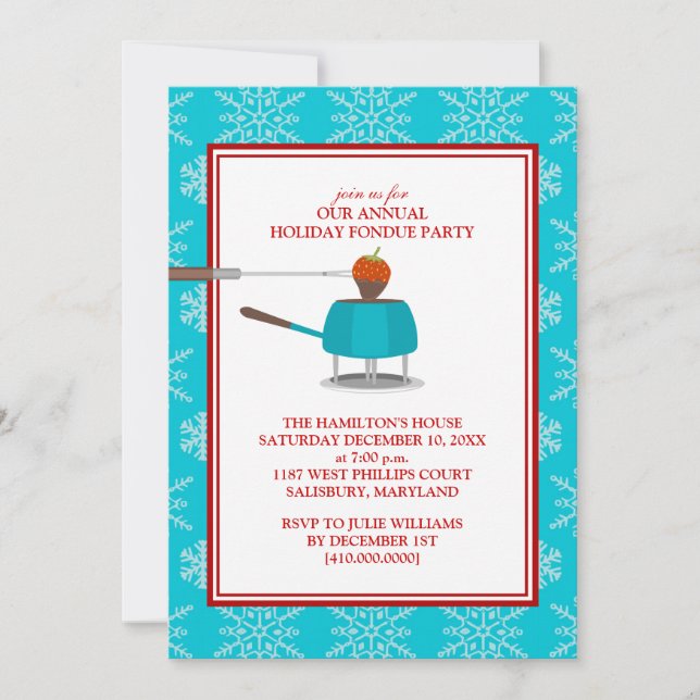 Invitations de Fêtes Fondue (Devant)