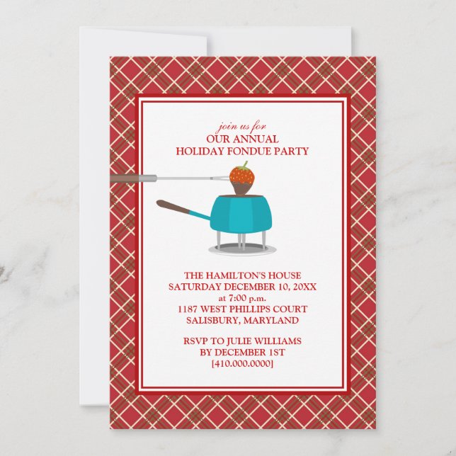 Invitations de Fêtes Fondue (Devant)