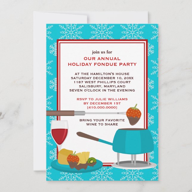 Invitations de Fêtes Fondue (Devant)