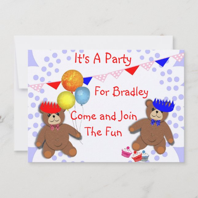 Invitations de fêtes pour enfants Nounours (Devant)
