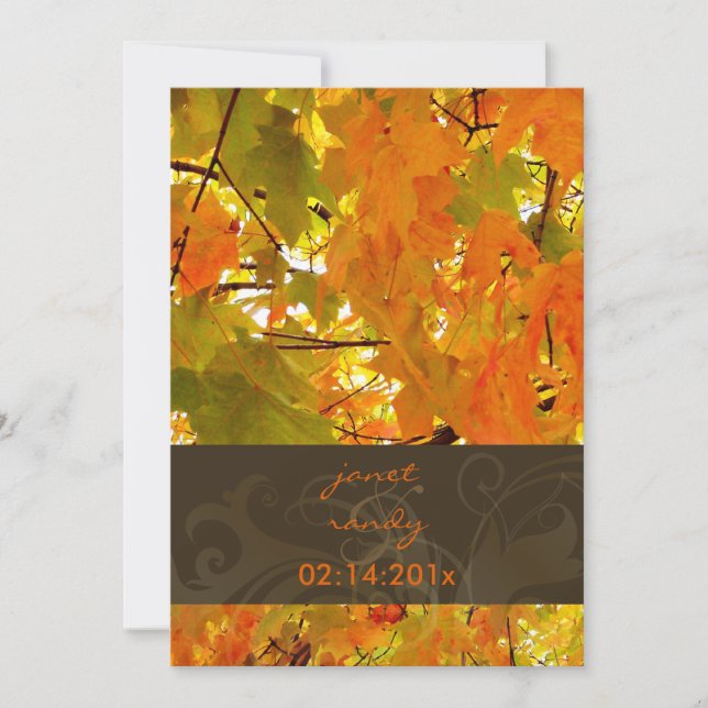 Invitations de Feuilles/mariages de automne Gold M (Devant)