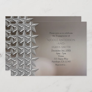 Invitations de Fiançailles Silver Stars Bokeh Ligh
