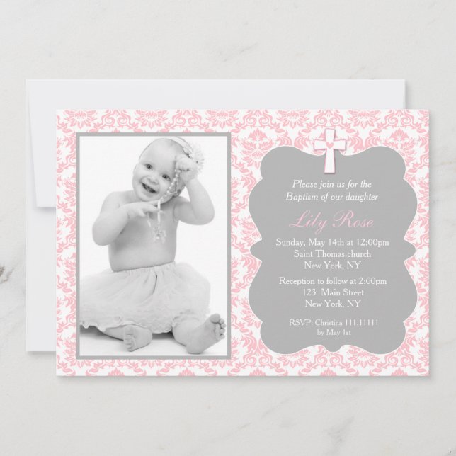 Invitations de filles au baptême (Devant)