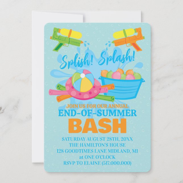 Invitations De Fin D'Été À La Fête De Piscine (Devant)