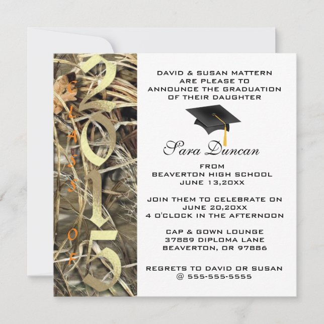 Invitations de fin d'études en Camo classique 2015 (Devant)