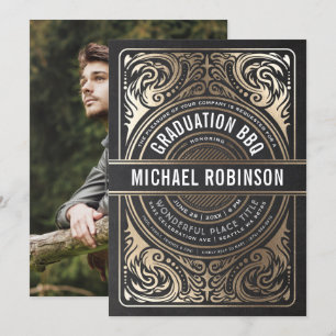 Invitations de fin d'études Gold Foil Black Photo