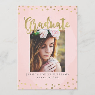 Invitations de finition de luxe rose et or