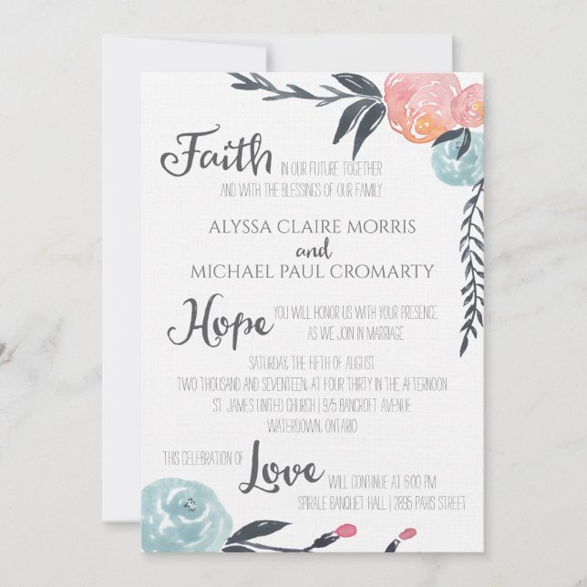 Invitations de fleurs d'aquarelle (Devant)