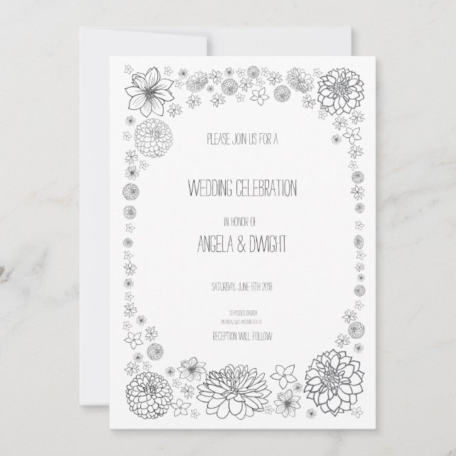 Invitations de fleurs de Mariage rustique personna (Devant)