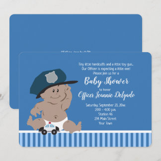 Invitations de flics de bébés de policier peau fon