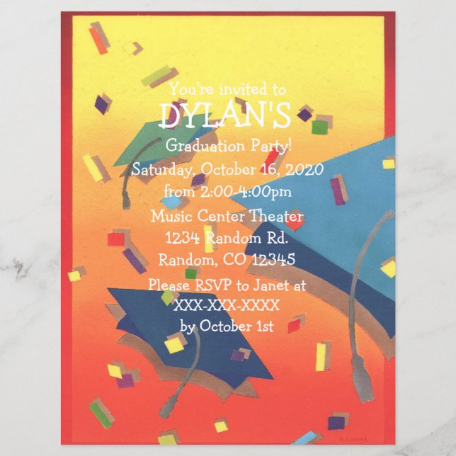 Invitations de flyer de fête de remise de diplômes (Devant)