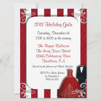 Invitations de gala des Fêtes en rouge et en argen